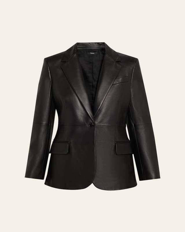 Lynnia Lambskin Leather Blazer